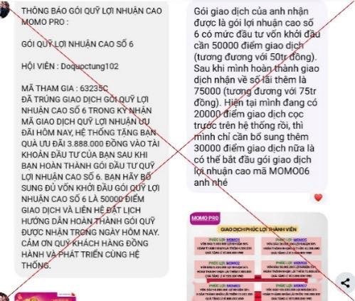 lừa đảo đầu tư MoMo Pro