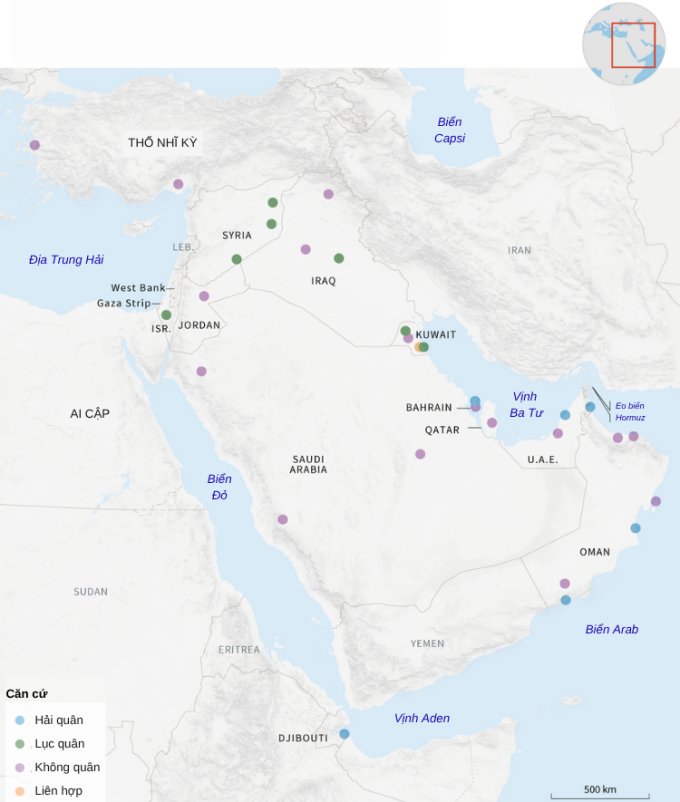 Toàn cảnh các căn cứ Mỹ tại Trung Đông giữa căng thẳng với Iran - Hình ảnh minh họa